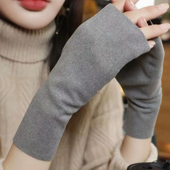 【JDUDS】秋冬保暖半指手套 觸屏手套 露指手套 磨毛手套 辦公手套 手掌套 護掌套-細節圖3