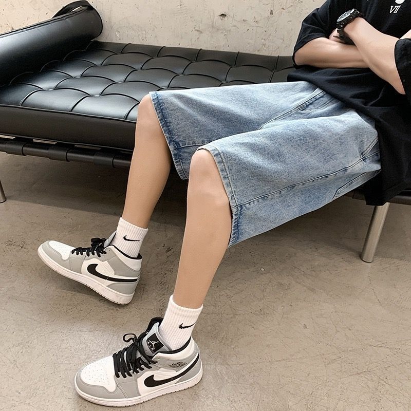 【JDUDS】男夏季水洗寬鬆牛仔五分短褲 男牛仔短褲 寬鬆短褲 五分褲 潮流褲 休閒短褲 男裝-細節圖5