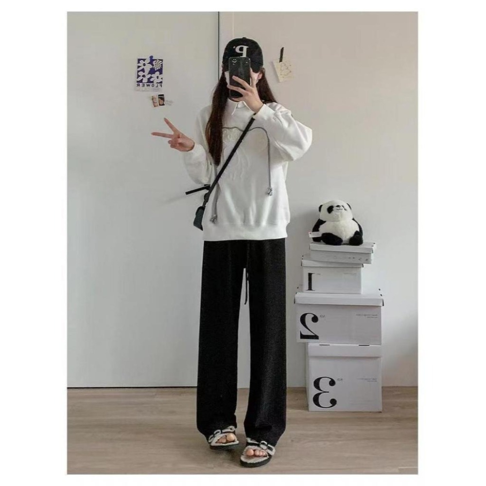 【JDUDS】雲朵泡芙褲高腰垂感休閒褲 女褲 寬褲 闊腿褲 休閒褲 皺褶褲 直筒褲 女裝 女長褲-細節圖7