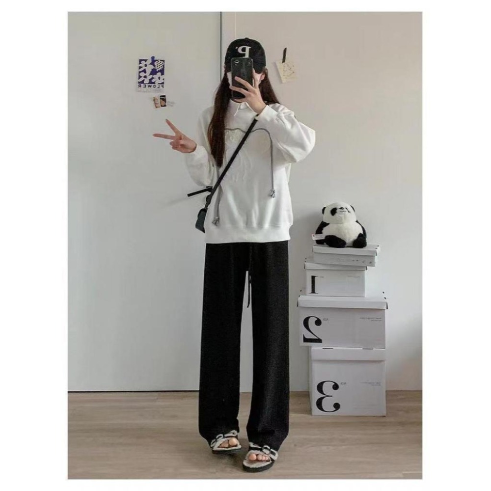 【JDUDS】雲朵泡芙褲高腰垂感休閒褲 女褲 寬褲 闊腿褲 休閒褲 皺褶褲 直筒褲 女裝 女長褲-規格圖9