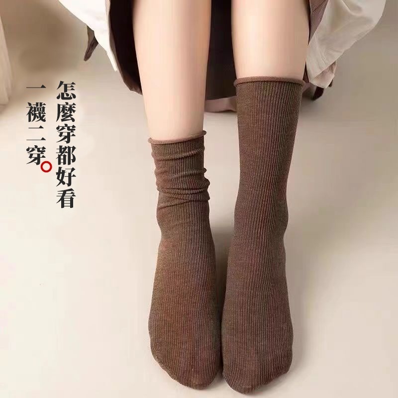 【JDUDS】春夏韓系冰冰襪 襪子 女中筒襪 女襪 薄款襪 糖果色襪 堆堆襪 推推襪 透氣襪-細節圖4