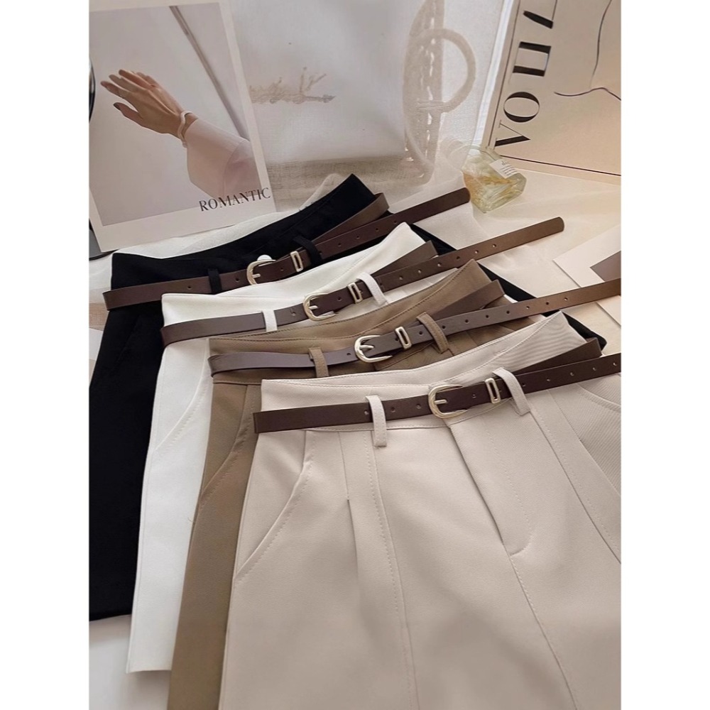 【JDUDS】復古風簡約A字闊腿短褲 休閒短褲 高腰短褲 復古短褲 簡約短褲 女生短褲-細節圖2