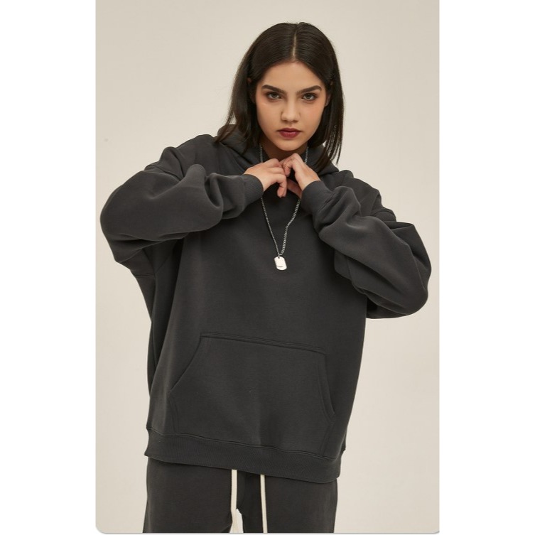 【JDUDS】美式加絨連帽長袖上衣 男女長袖帽T 寬鬆長版連帽上衣 帽T 大學帽T 寬鬆長袖上衣-細節圖2