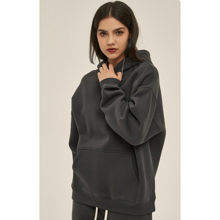 【JDUDS】美式加絨連帽長袖上衣 男女長袖帽T 寬鬆長版連帽上衣 帽T 大學帽T 寬鬆長袖上衣-細節圖3