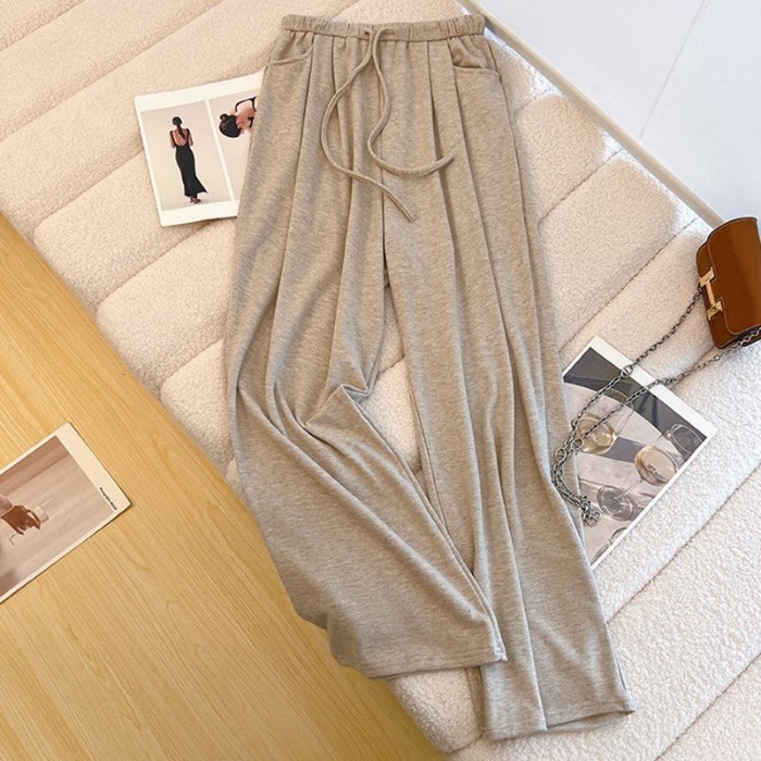 【JDUDS】糯米高腰直筒垂墜闊腿褲 拖地褲 磨毛寬褲 抽繩褲 休閒褲 落地褲 女長褲-規格圖6