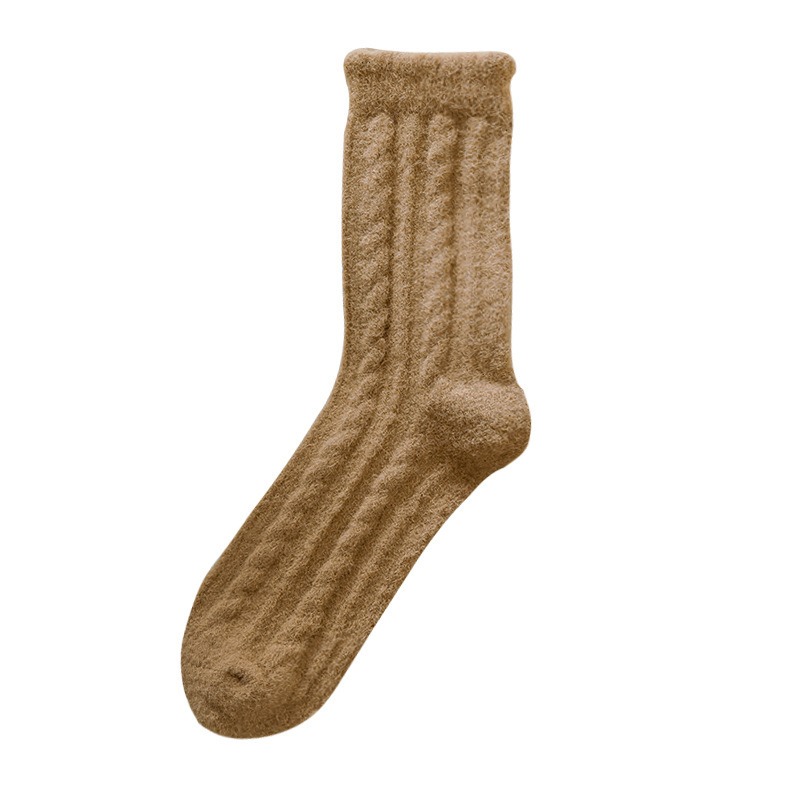 【JDUDS】女秋冬加厚澳絨保暖襪 中筒襪 澳絨襪 針織襪 麻花襪 襪子 女襪 厚襪 純色襪 秋冬襪-細節圖2