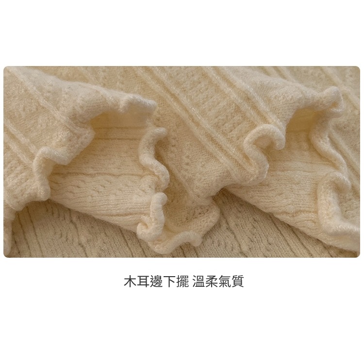 【JDUDS】高級感半高領木耳邊針織毛衣 麻花紋毛衣 修身毛衣 秋冬毛衣 針織衫 女長袖上衣-細節圖5