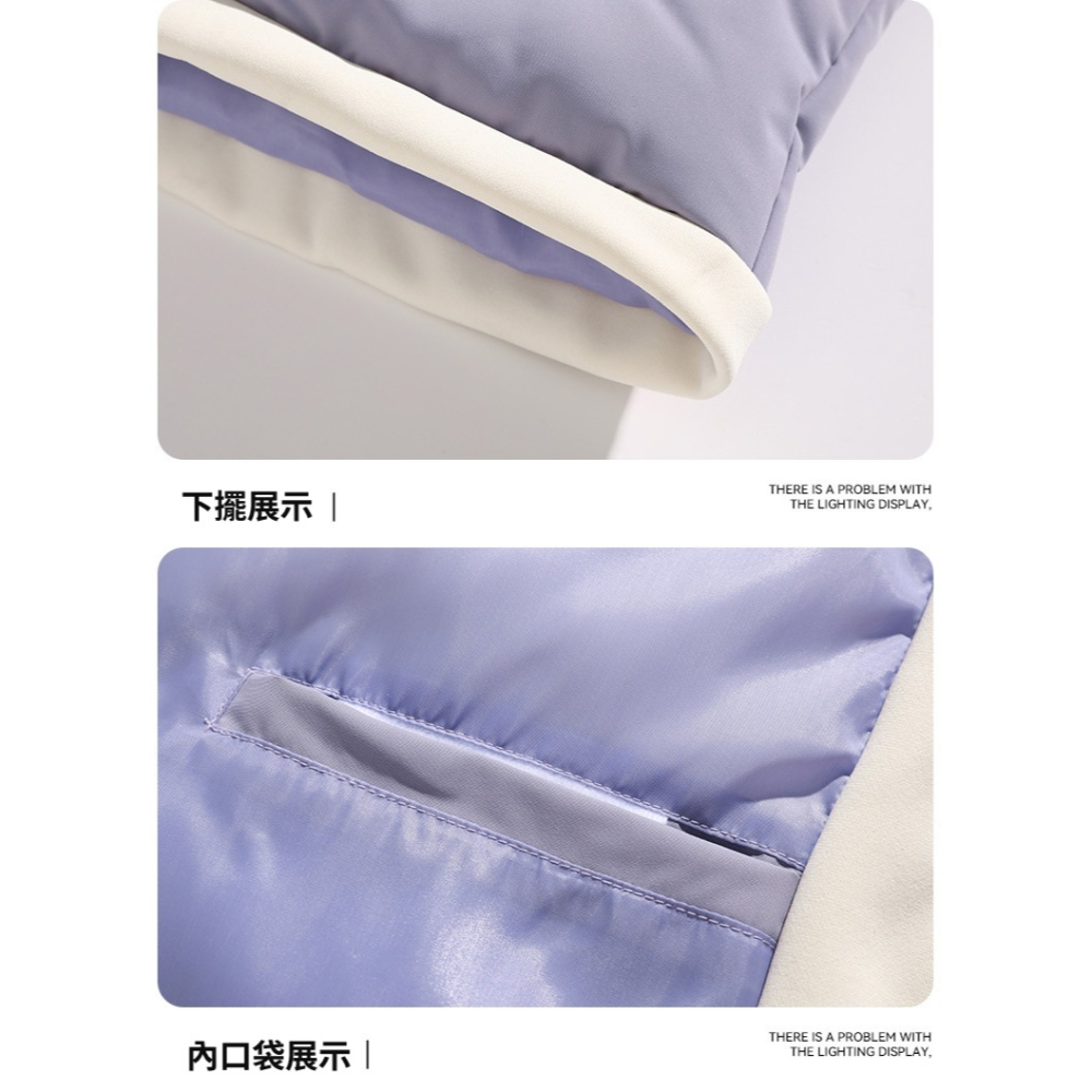 【JDUDS】撞色假兩件雙槓羽絨棉外套 男女可穿 保暖外套 拼接外套 連帽外套 麵包外套-細節圖5