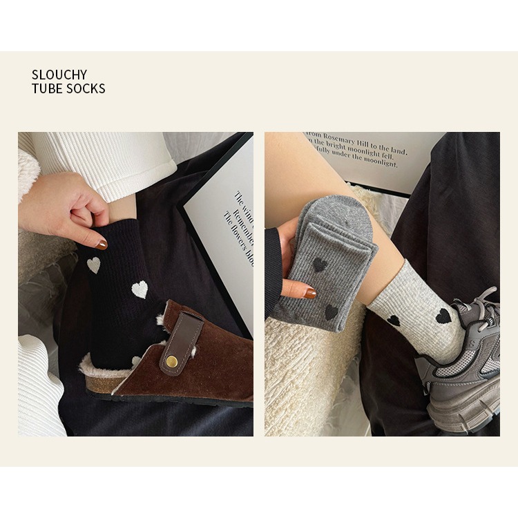 【JDUDS】日系愛心中筒襪 女襪 百搭襪 襪子 愛心圖案襪 透氣襪 舒適襪 日系襪-細節圖4