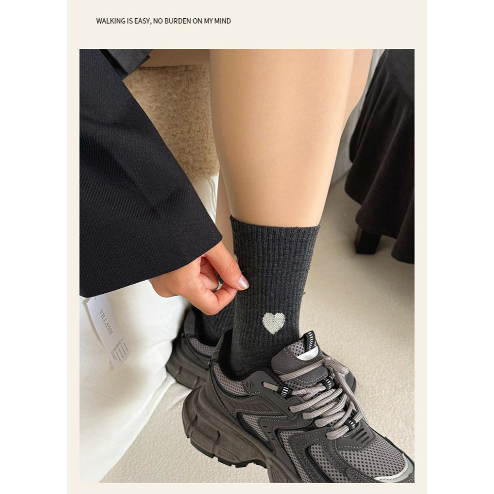 【JDUDS】日系愛心中筒襪 女襪 百搭襪 襪子 愛心圖案襪 透氣襪 舒適襪 日系襪-細節圖5