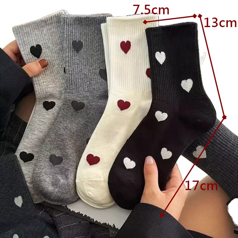 【JDUDS】日系愛心中筒襪 女襪 百搭襪 襪子 愛心圖案襪 透氣襪 舒適襪 日系襪-細節圖9