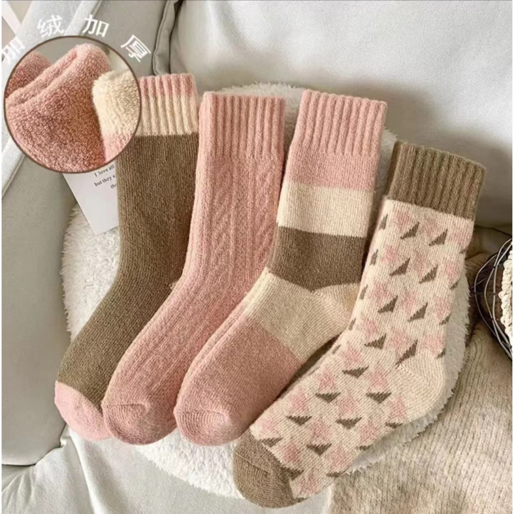 【JDUDS】冬季加厚毛圈粉色系中筒襪 可愛毛巾襪 保暖襪 毛圈襪 女襪 日系襪 襪子 可愛襪-細節圖5