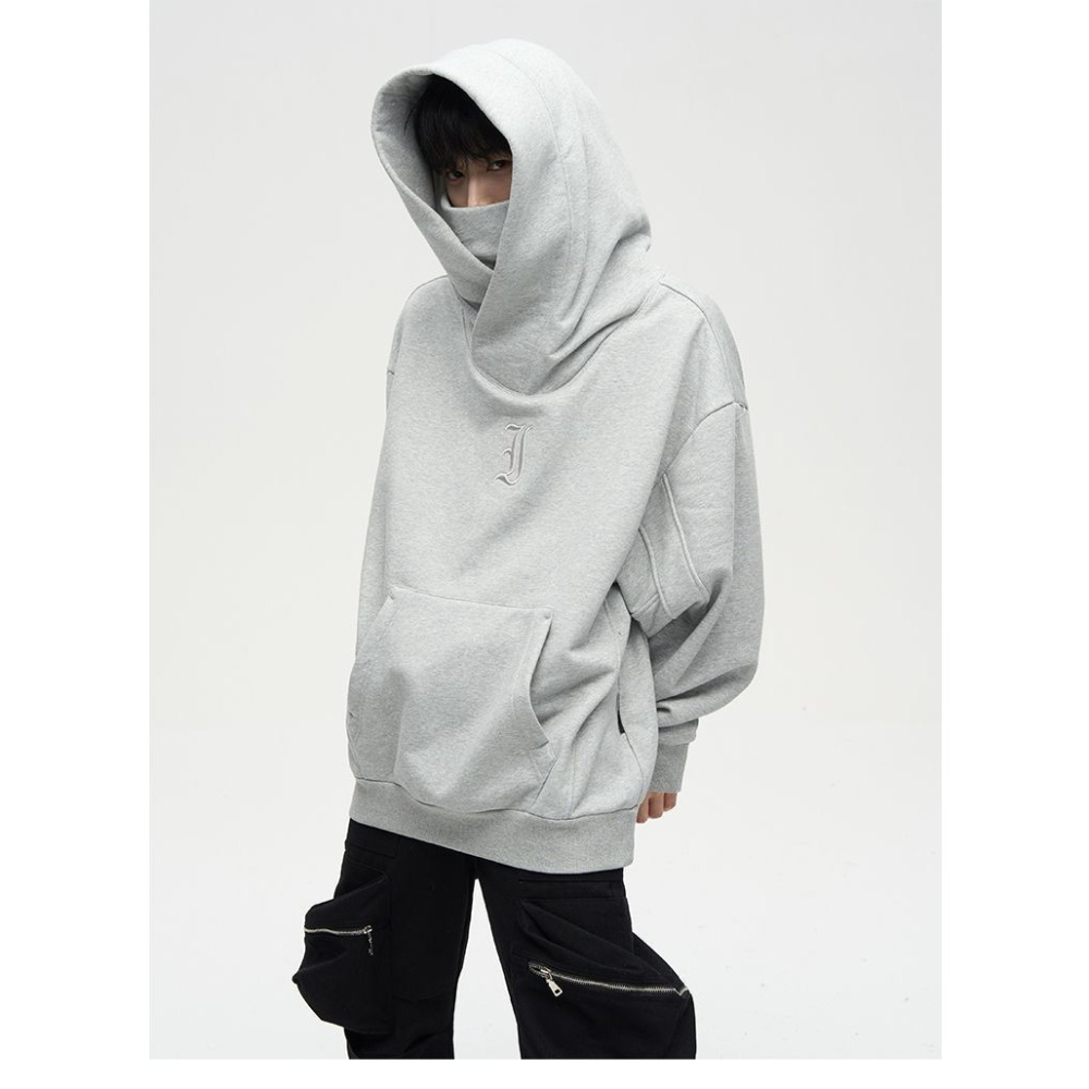 【JDUDS】忍者帽T男女加絨連帽上衣 美式堆堆領 寬鬆帽T 高領面罩上衣 情侶上衣 大學帽T 保暖帽T-細節圖5