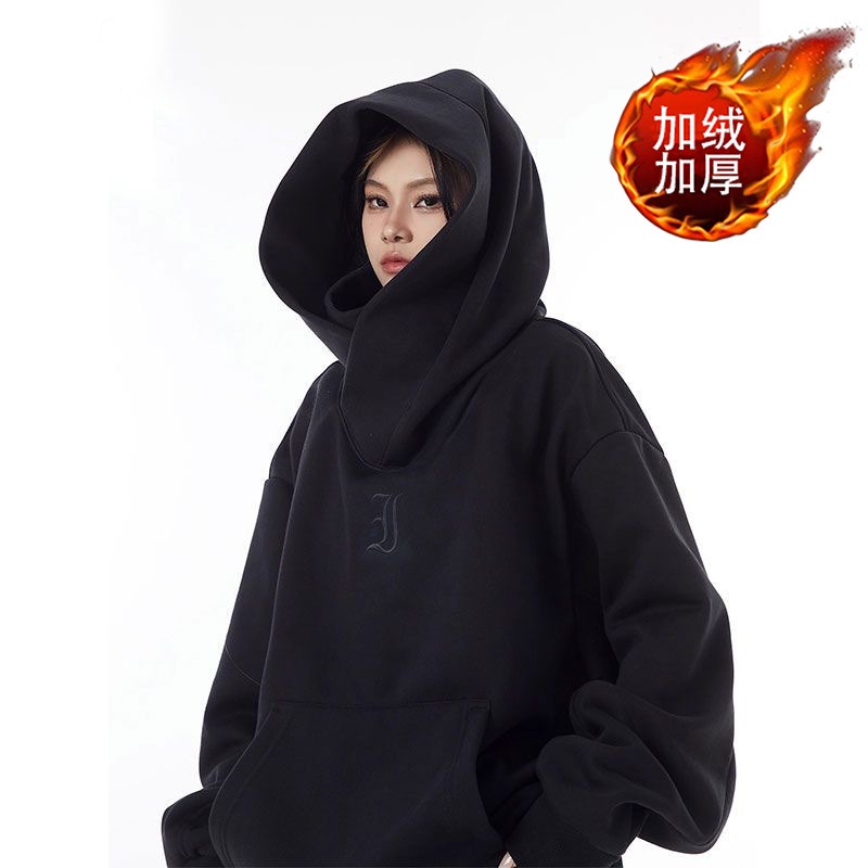 【JDUDS】忍者帽T男女加絨連帽上衣 美式堆堆領 寬鬆帽T 高領面罩上衣 情侶上衣 大學帽T 保暖帽T-規格圖10