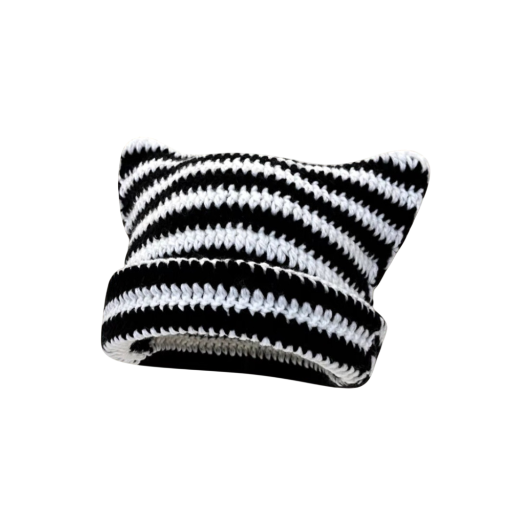 【JDUDS】日系貓咪耳朵針織帽 貓耳帽 女毛線帽 秋冬保暖帽 條紋帽 可愛毛帽-規格圖9