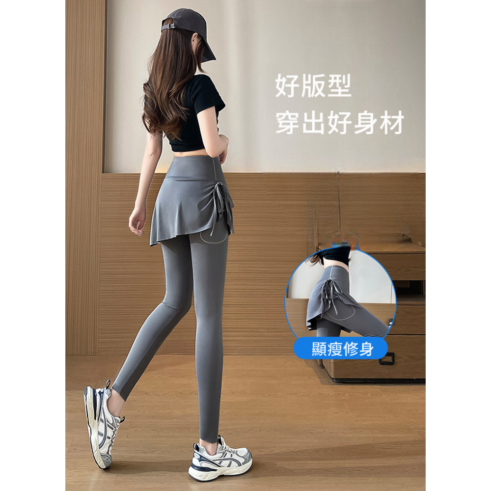 【JDUDS】假兩件瑜珈褲裙 高腰顯瘦瑜珈褲 口袋瑜珈褲 健身褲 運動褲 假兩件裙褲 內搭健身褲 韻律褲-細節圖5