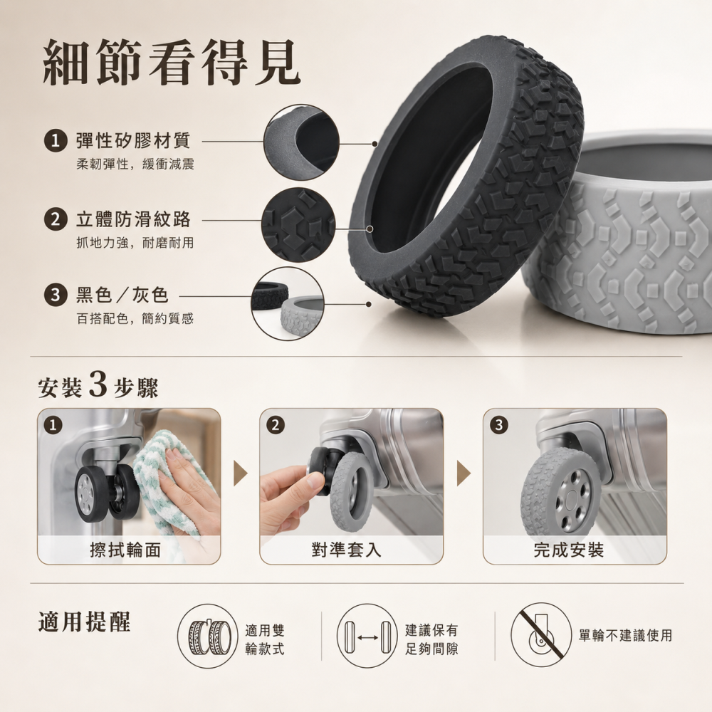 【JDUDS】行李箱輪套 行李箱輪子保護套 旅行箱靜音輪套 行李箱輪橡膠套 輪子保護套 行李箱輪胎保護-細節圖4