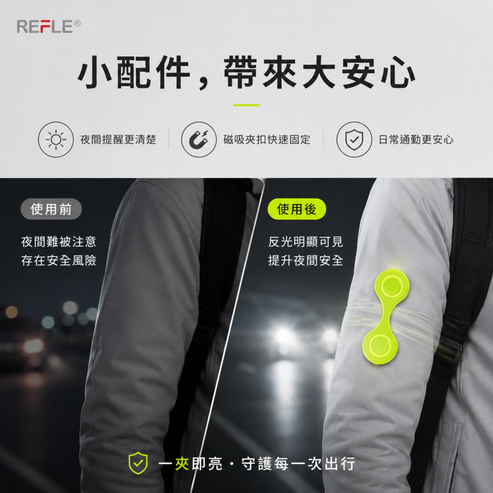 【JDUDS】磁吸反光夾扣 夜跑神器 輕量無感反光夾 包包反光夾 反光夾 晚間增加行進安全-細節圖3