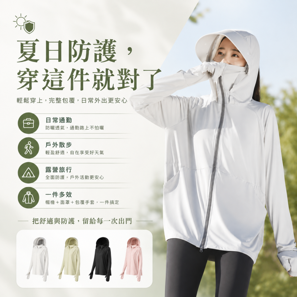 【JDUDS】全指包覆涼感防曬外套 機車族防曬外套 女防曬外套 涼感外套 連帽外套 透氣外套 戶外防曬-細節圖3