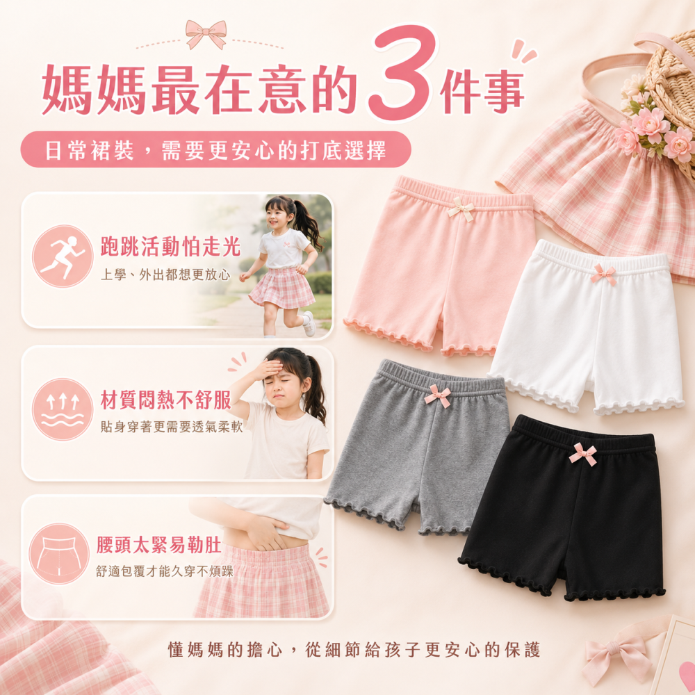 【JDUDS】兒童防走光安全褲 兒童安全褲 木耳邊打底褲 夏季薄款打底褲 女童防走光褲 底褲 安全褲-細節圖4