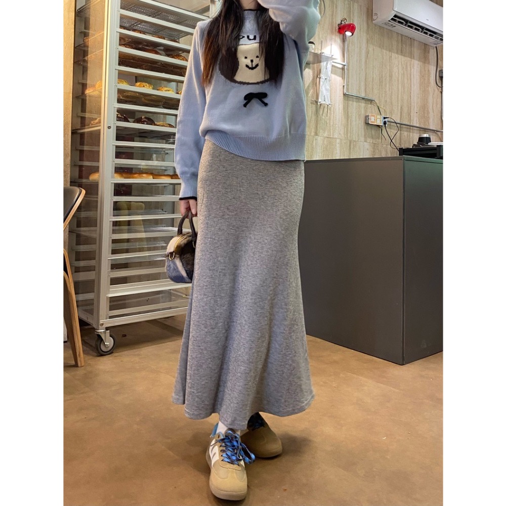 【菲灰及白】預購款_基本款氣質垂墜感魚尾裙長裙-細節圖5