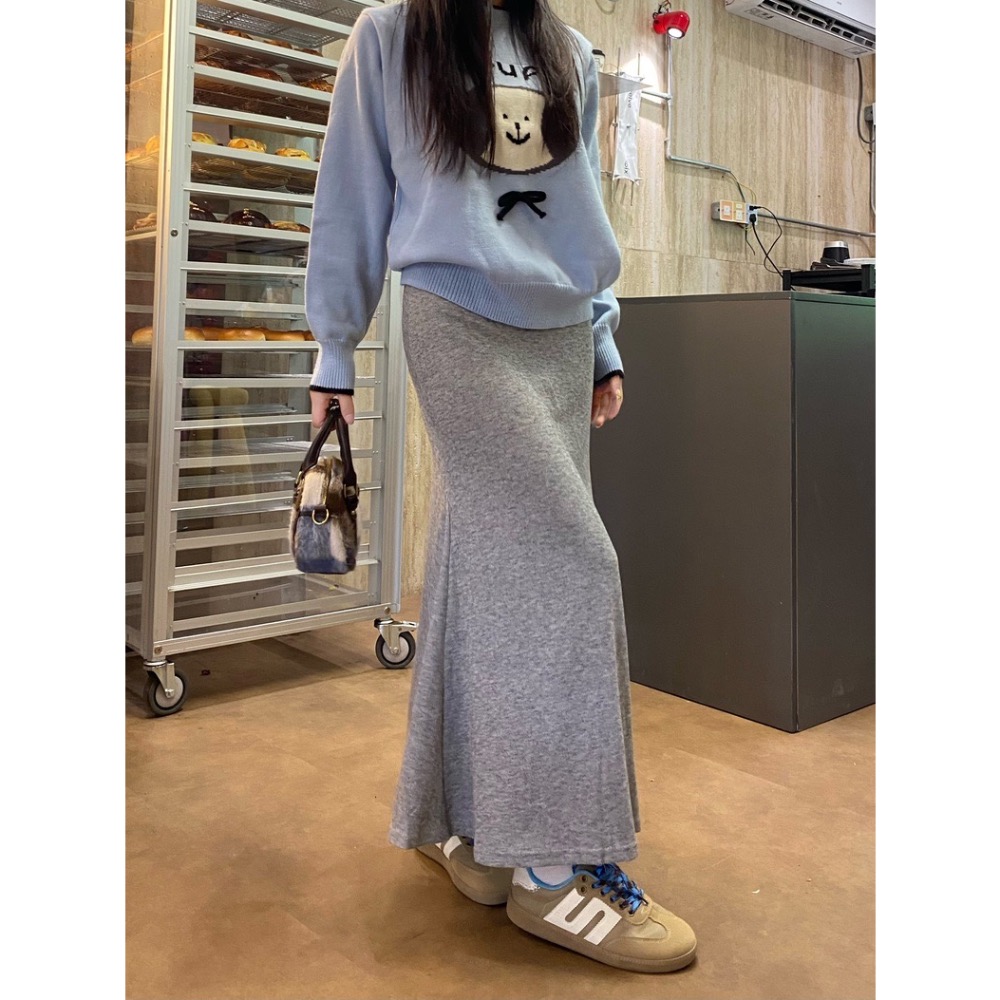 【菲灰及白】預購款_基本款氣質垂墜感魚尾裙長裙-細節圖6