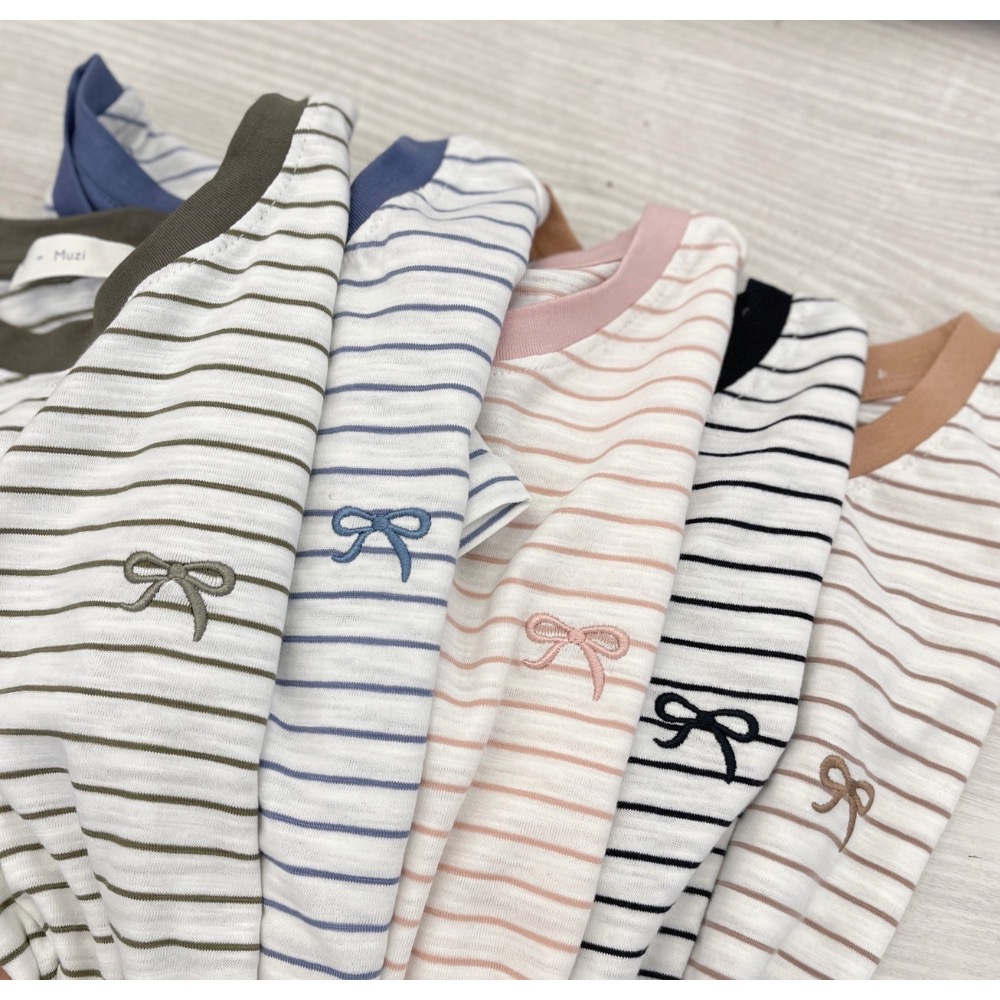 薄款竹節棉刺繡蝴蝶結🎀-細節圖2