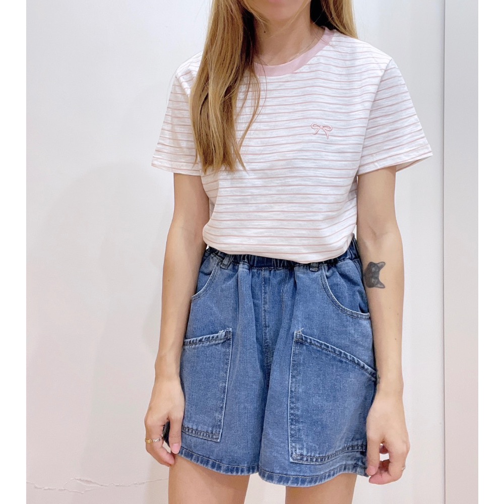 薄款竹節棉刺繡蝴蝶結🎀-細節圖3