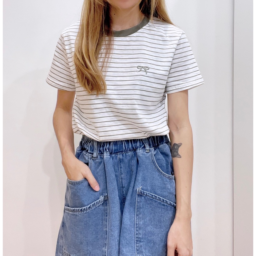 薄款竹節棉刺繡蝴蝶結🎀-細節圖4