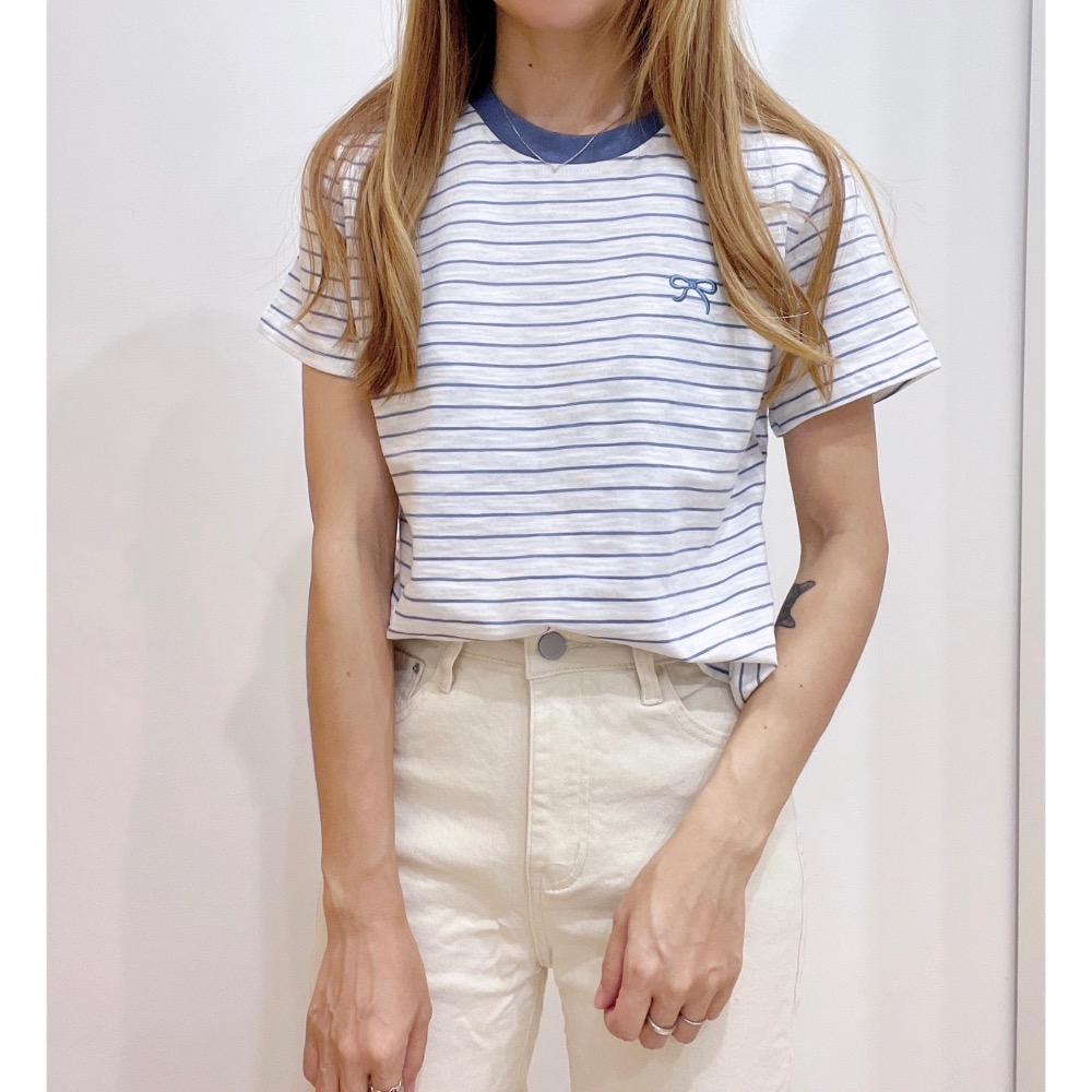 薄款竹節棉刺繡蝴蝶結🎀-細節圖5