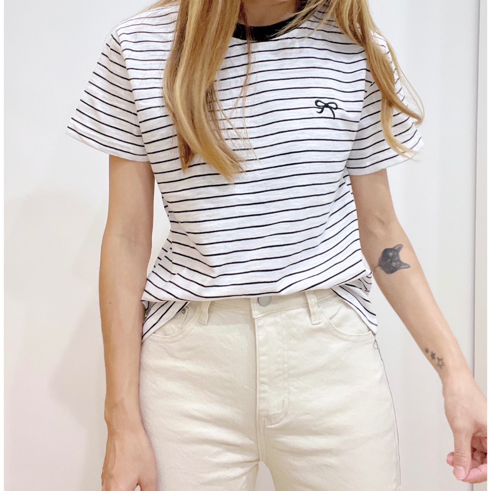 薄款竹節棉刺繡蝴蝶結🎀-細節圖6