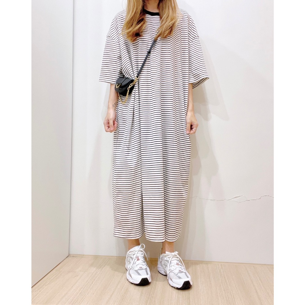 7906 慵懶寬鬆條紋洋裝-細節圖2