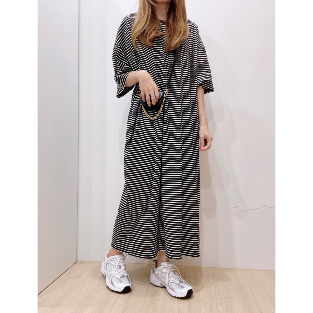 7906 慵懶寬鬆條紋洋裝-細節圖5