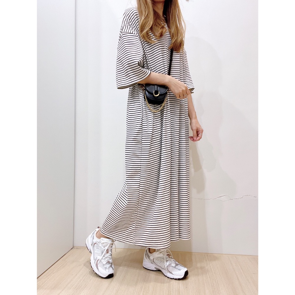 7906 慵懶寬鬆條紋洋裝-細節圖7