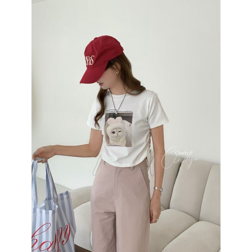 短版貓咪舒服彈力T-細節圖5