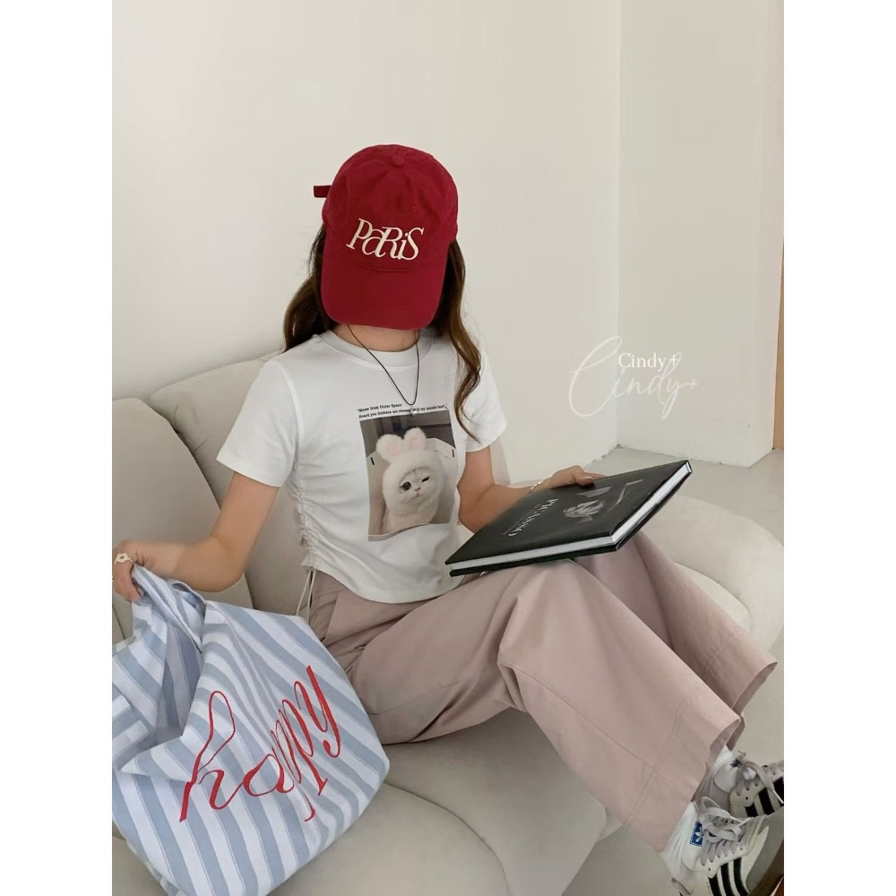 短版貓咪舒服彈力T-細節圖6