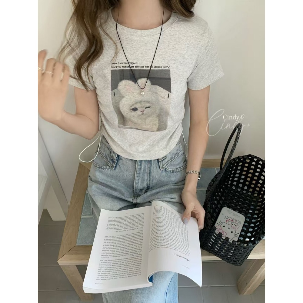 短版貓咪舒服彈力T-細節圖7