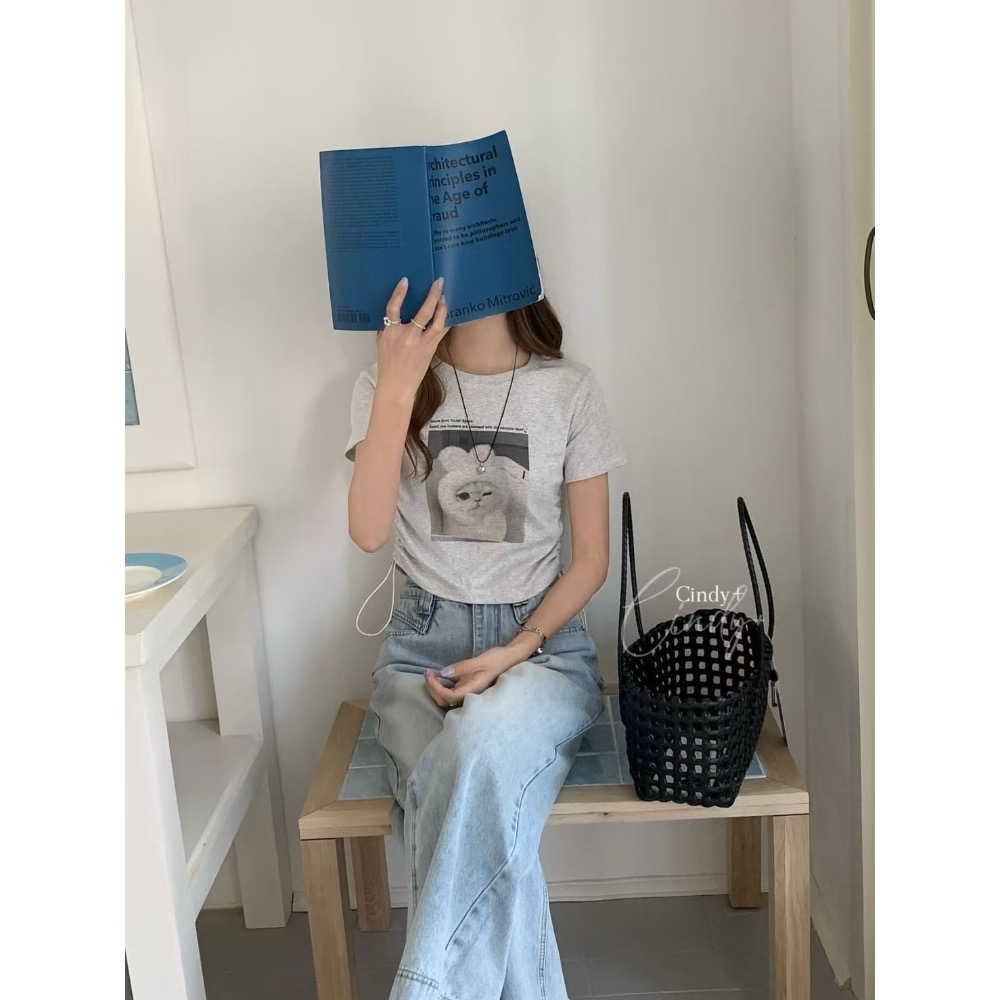 短版貓咪舒服彈力T-細節圖9