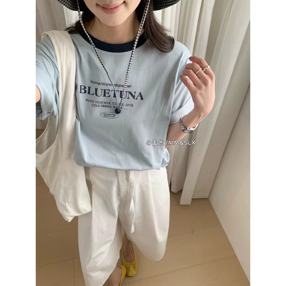 涼感棉配色字母T-細節圖2