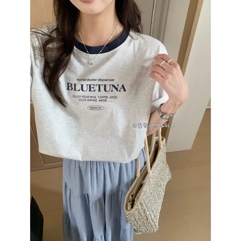 涼感棉配色字母T-細節圖3