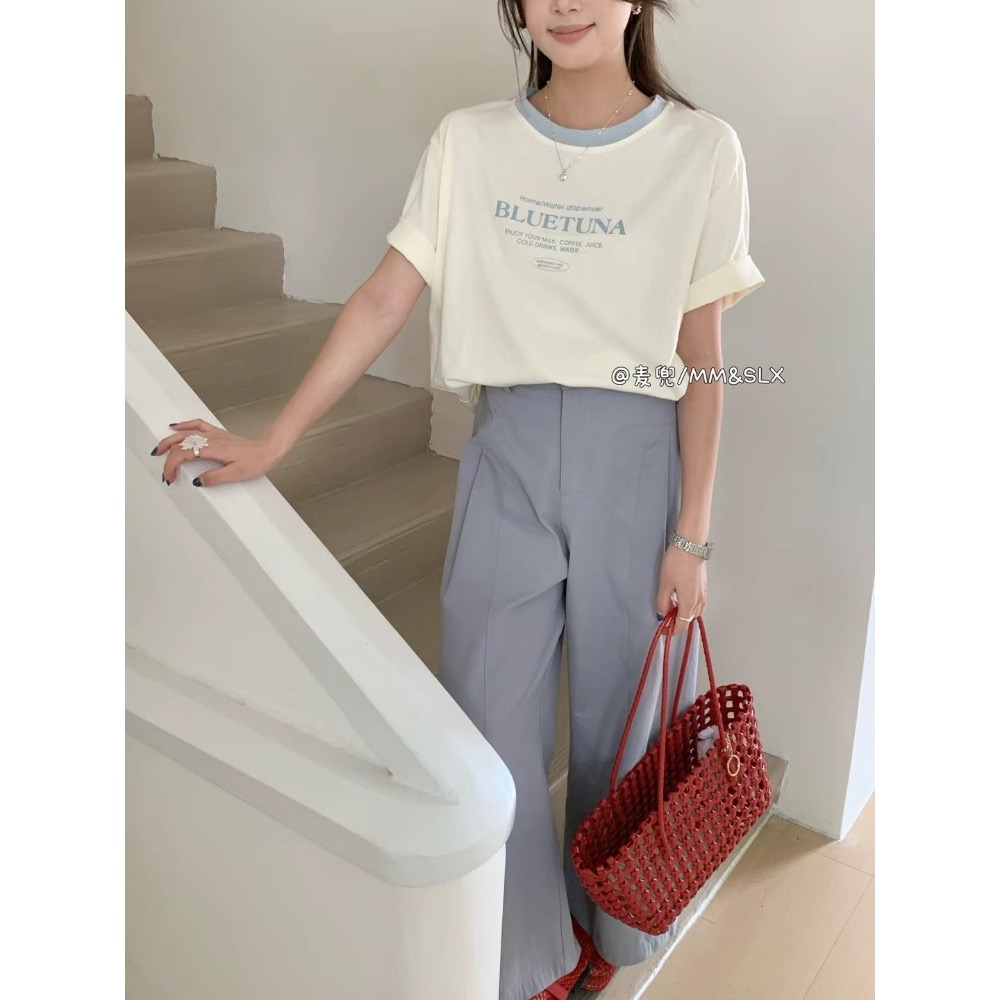 涼感棉配色字母T-細節圖10