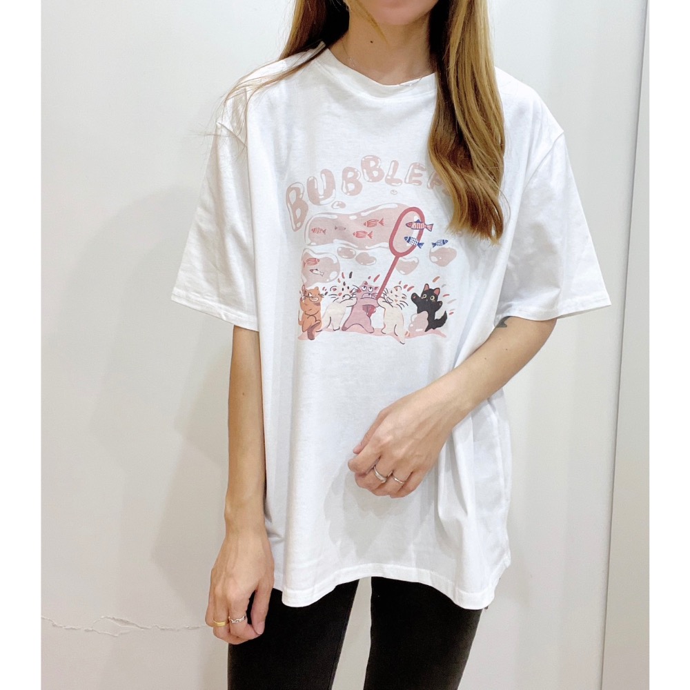 涼感棉可愛貓咪捕魚T-細節圖3