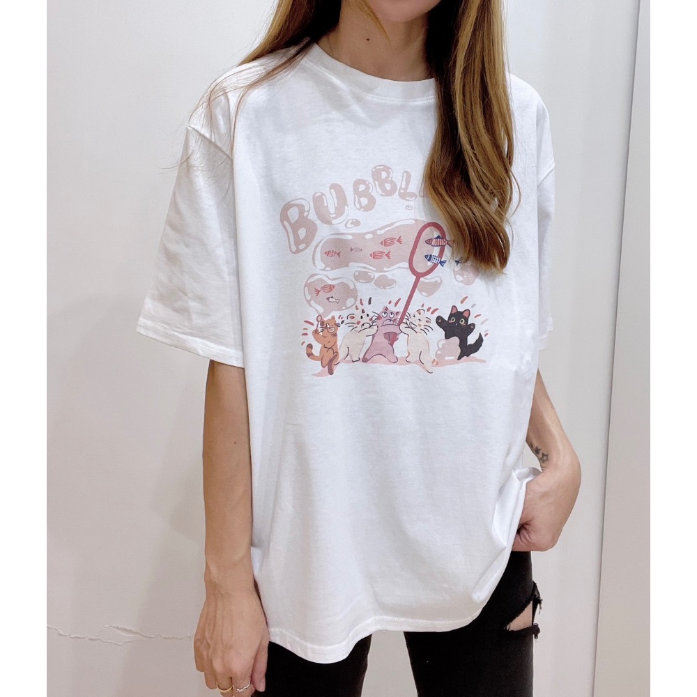 涼感棉可愛貓咪捕魚T-細節圖4