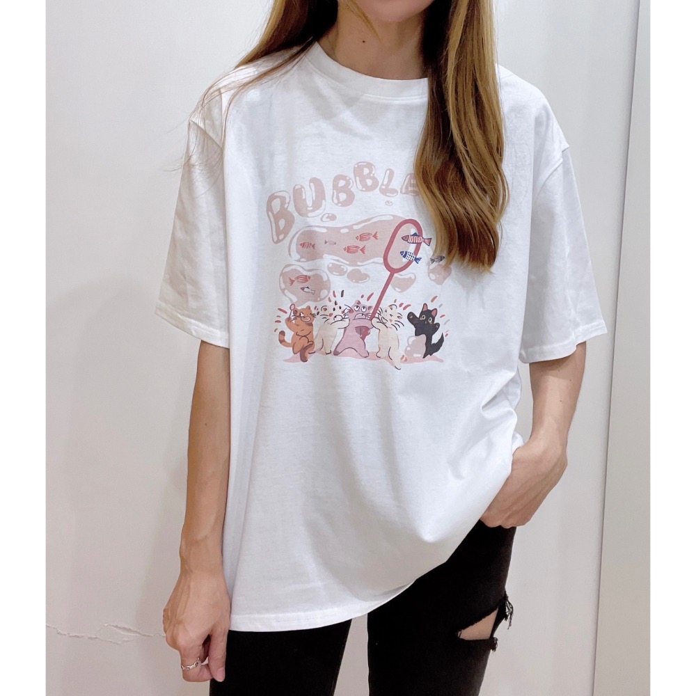 涼感棉可愛貓咪捕魚T-細節圖5