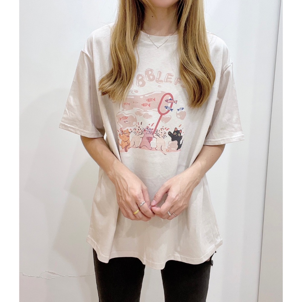 涼感棉可愛貓咪捕魚T-細節圖8