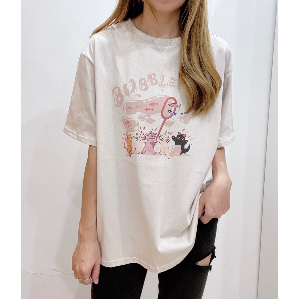 涼感棉可愛貓咪捕魚T-細節圖9