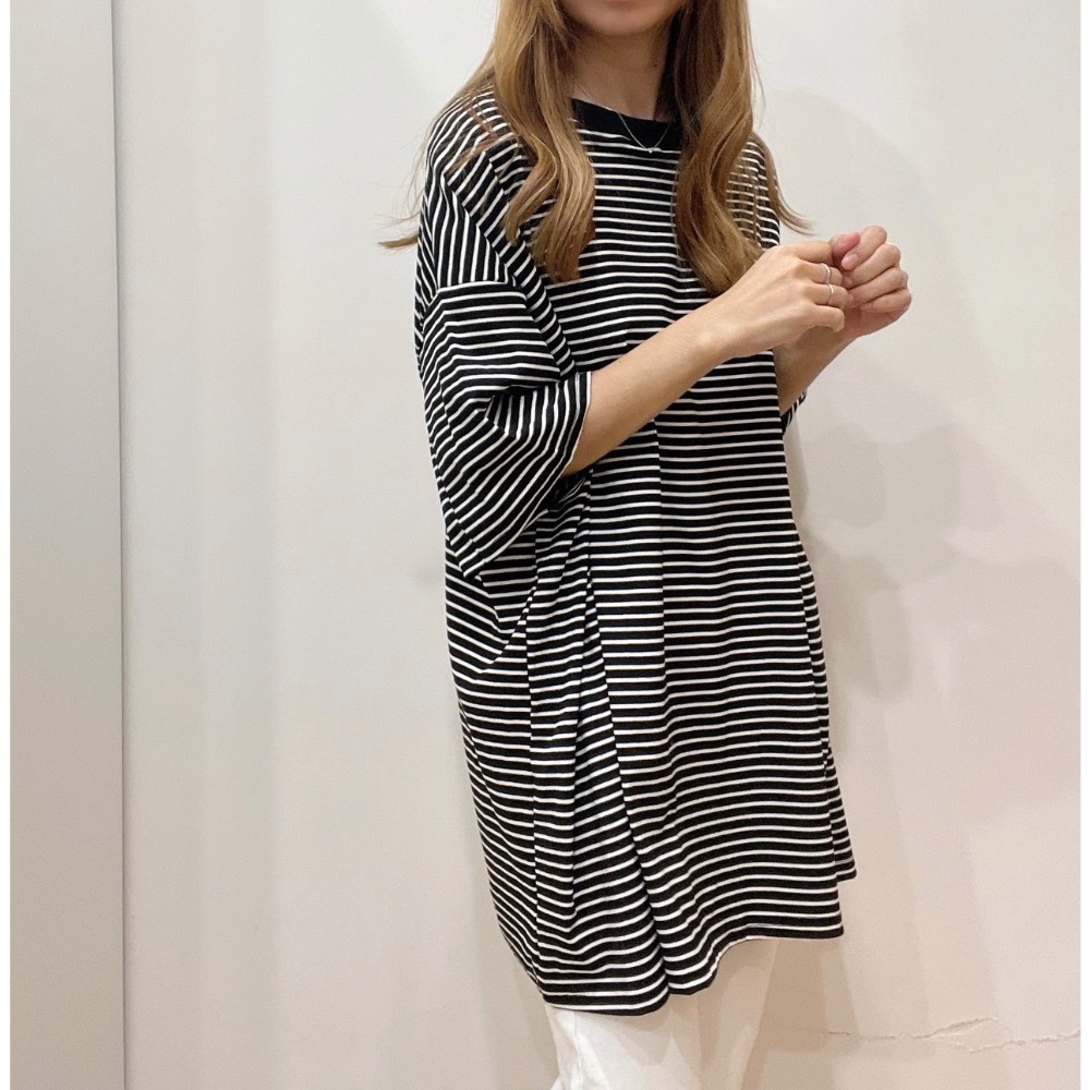 7705 寬鬆廷布條紋上衣-細節圖4