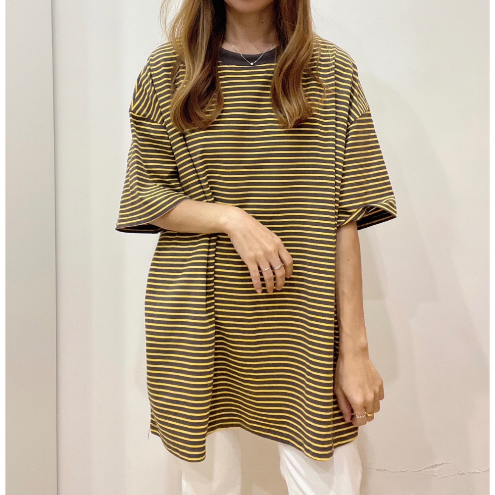 7705 寬鬆廷布條紋上衣-細節圖7