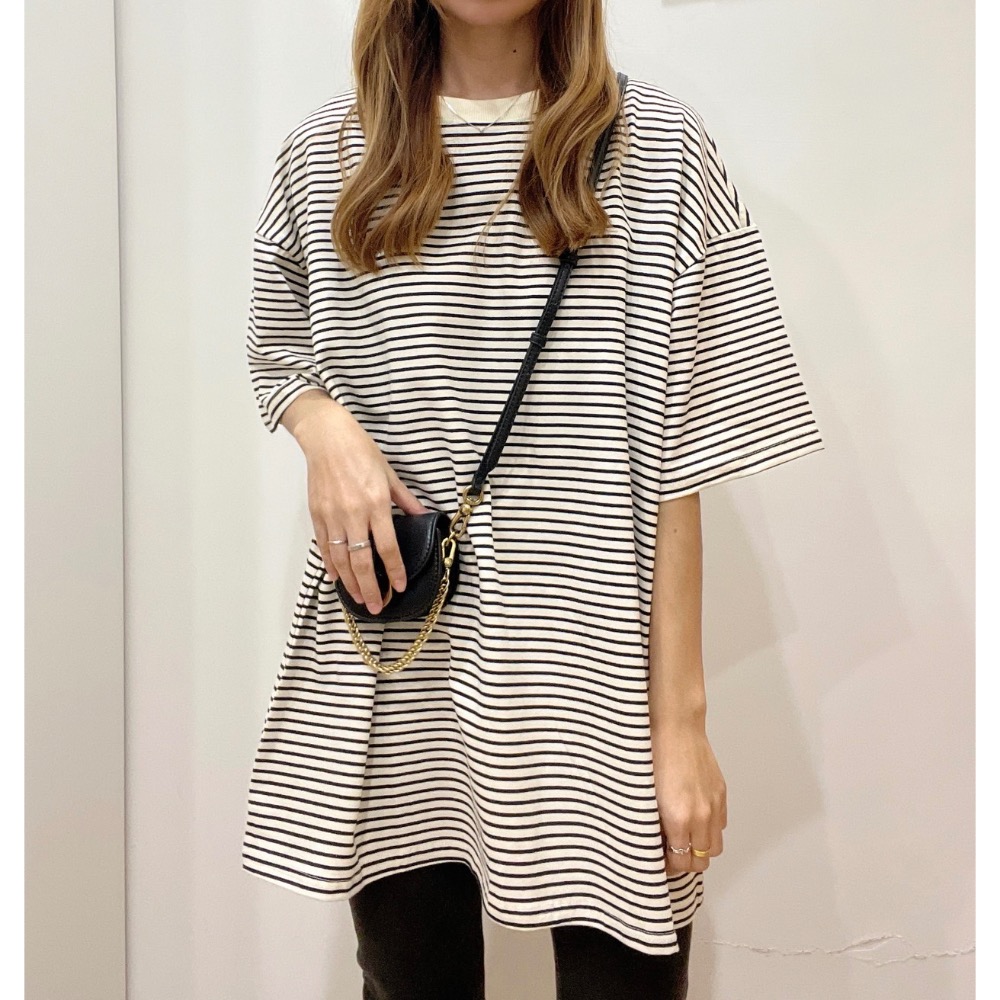 7705 寬鬆廷布條紋上衣-細節圖9