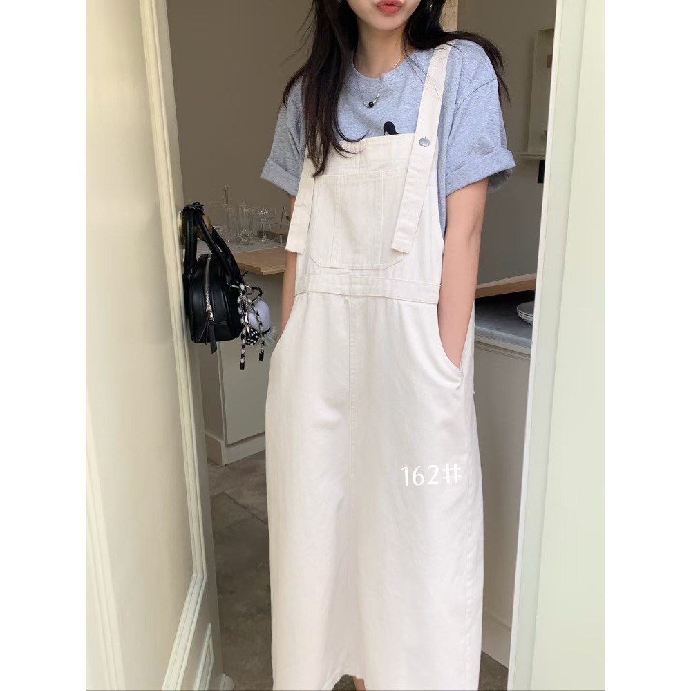 162韓版前大口袋吊帶裙-細節圖4